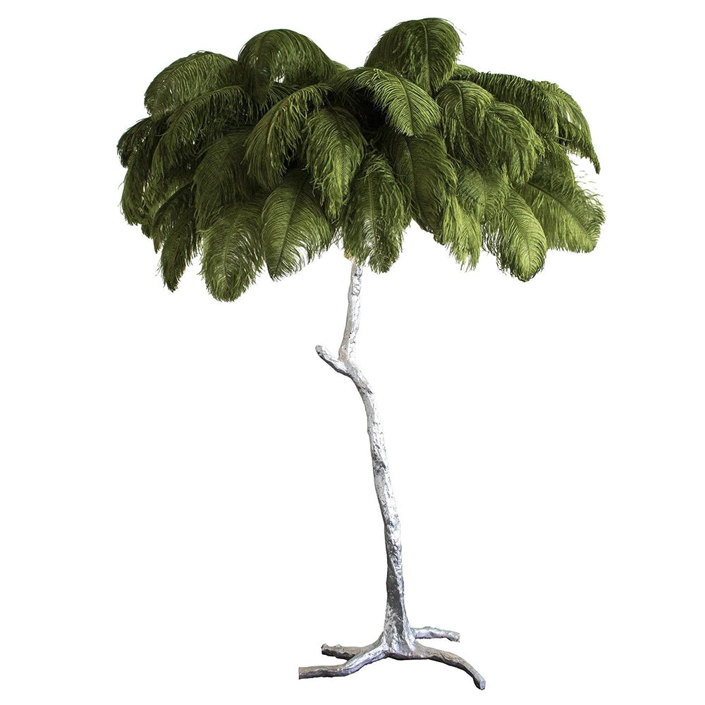 Luxury Ostrich Feather Brass Floor Lamp